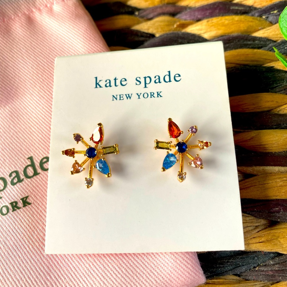 NWT KATE SPADE NEW YORK Gold-Tone Cubic Zirconia Starburst Stud Earrings